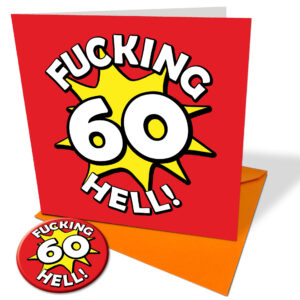 60 Fucking Hell Card, Badge and Envelope