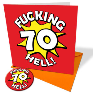 70 Fucking Hell Card, Badge and Envelope