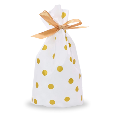 Gold dotted Gift Bag with a gold bow