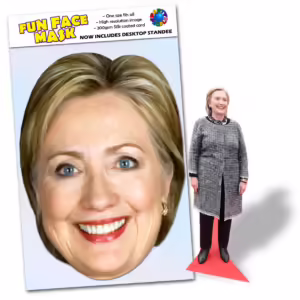 Realistic face masks and 20cm desktop cutout of Hillary Clinton