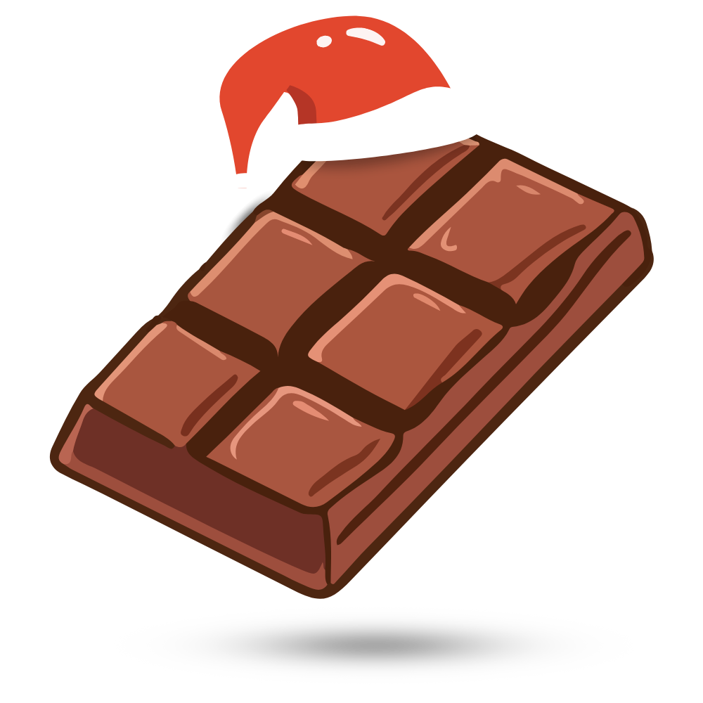 Christmas themed chocolate bar illustration