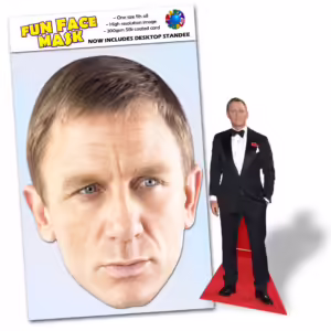 Realistic face masks and 20cm desktop cutout of Daniel Craig