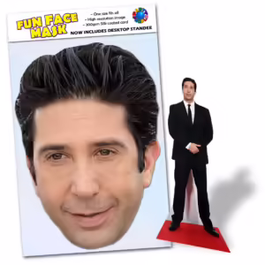 Realistic face masks and 20cm desktop cutout of David Schwimmer