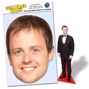 Realistic face masks and 20cm desktop cutout of Declan Donnelly