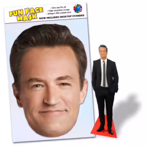 Realistic face masks and 20cm desktop cutout of Matthew Perry