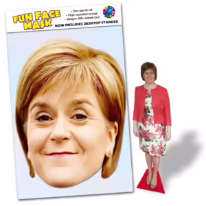 Realistic face masks and 20cm desktop cutout of Nicola Sturgeon