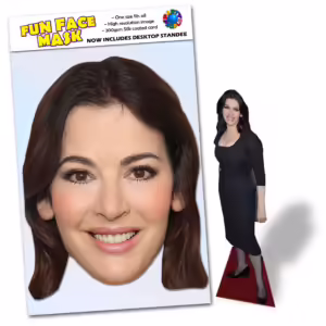 Realistic face masks and 20cm desktop cutout of Nigella Lawson