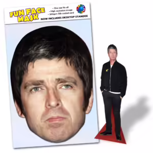 Realistic face masks and 20cm desktop cutout of Noel Gallagher