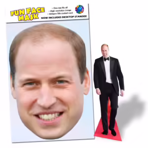 Realistic face masks and 20cm desktop cutout of Prince William