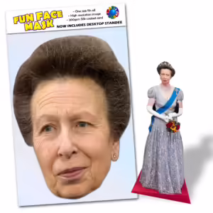 Realistic face masks and 20cm desktop cutout of Princess Anne