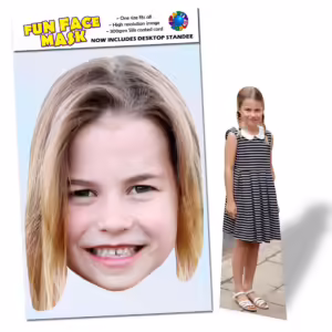 Realistic face masks and 20cm desktop cutout of Princess Charlotte of Wales