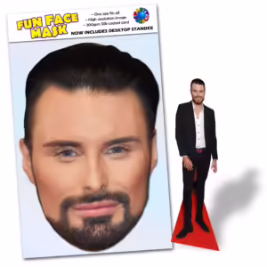Realistic face masks and 20cm desktop cutout of Rylan Clark