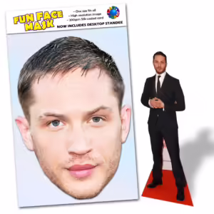 Realistic face masks and 20cm desktop cutout of Tom Hardy